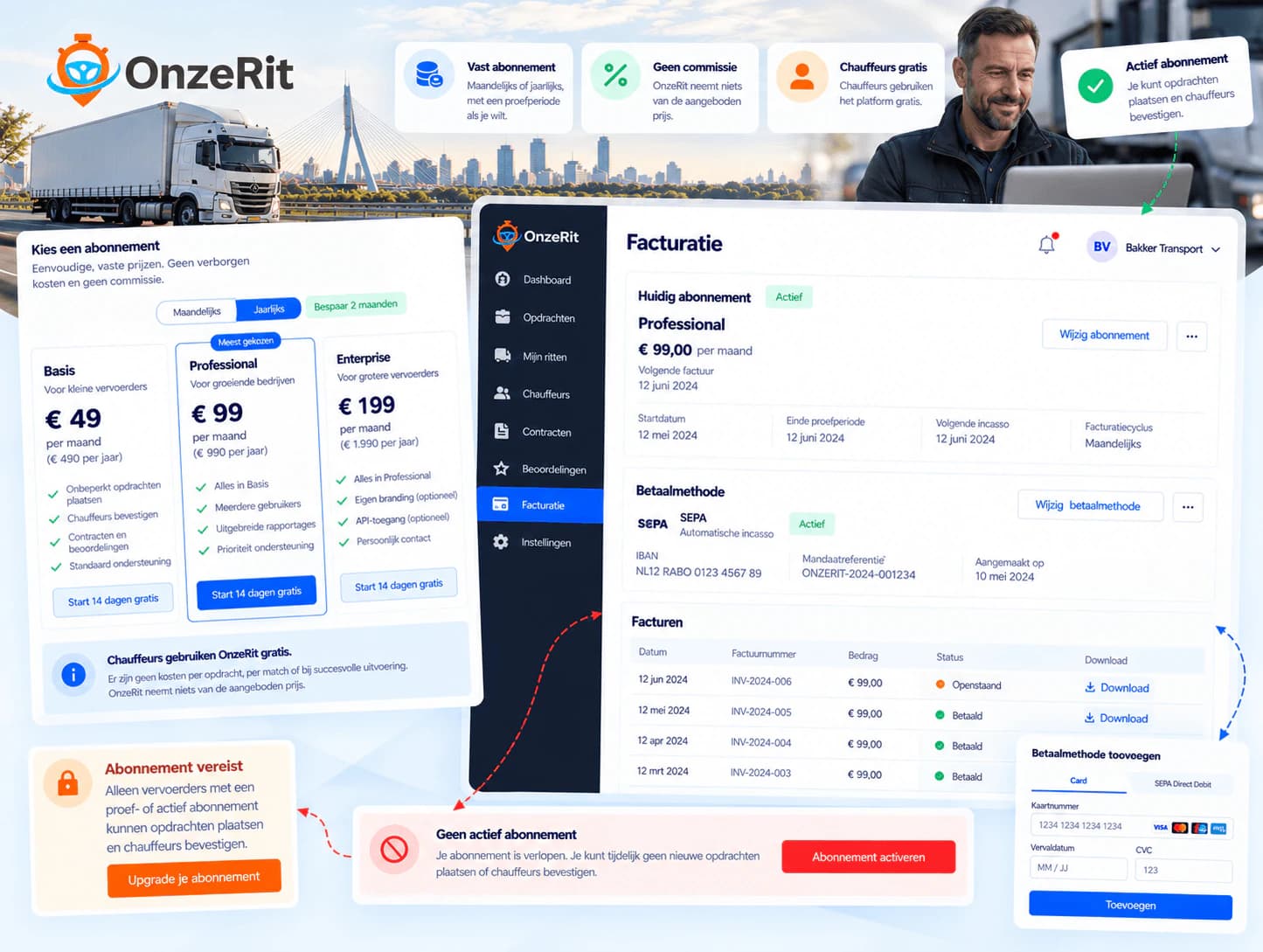 La página de facturación de OnzeRit.